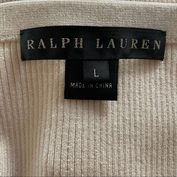 Ralph Lauren Black Label Ribbed Ruffle Knit Blouse Size Large - Picture 8 of 10